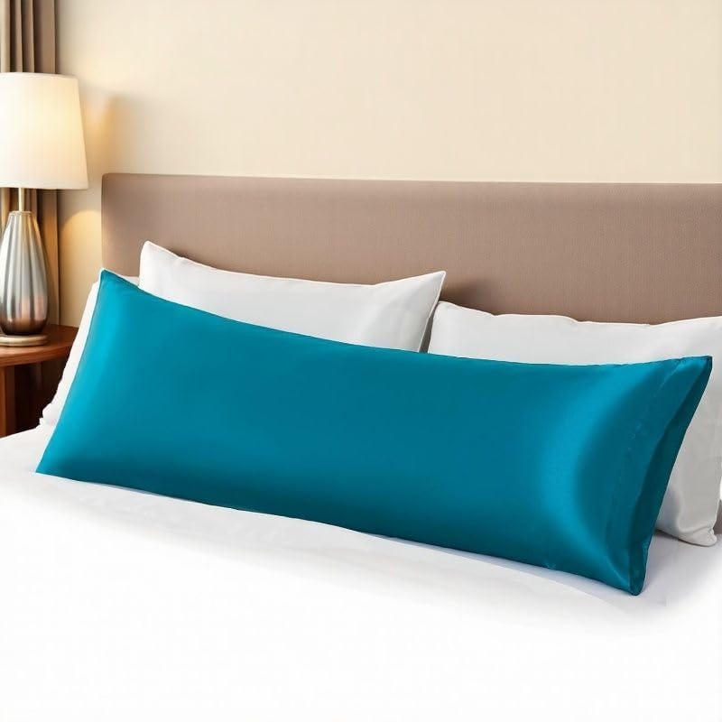Juwenin Bedding,Super Soft and Luxury Silky Satin Pillowcase (Silky Satin Pillow Case for Hair) (Teal, Body)