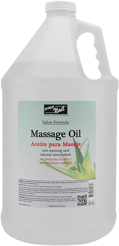PRONAIL - Massage Oil, Aloe Vera, 128 Oz - Professional Full Body Massage Therapy, Manicure, Pedicure - Relax Sore Muscles and Repair Dry Skin, Enhanced with High Absorption Oils and Vitamin E