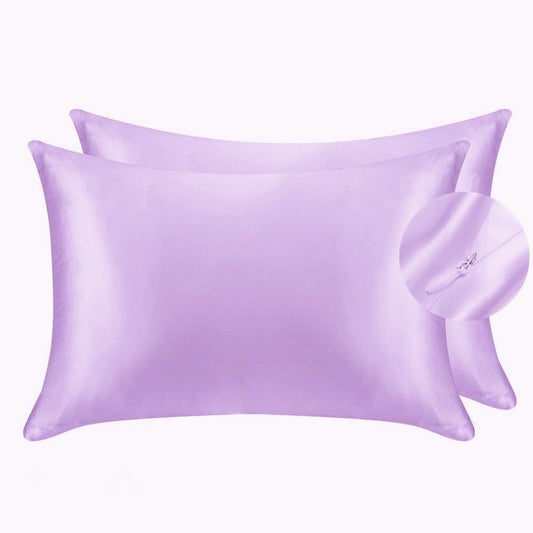 JUWENIN,Luxury Satin Pillowcase with Zipper (Silky Satin Pillow Case for Hair) Set of 2 (King, Lavendar)