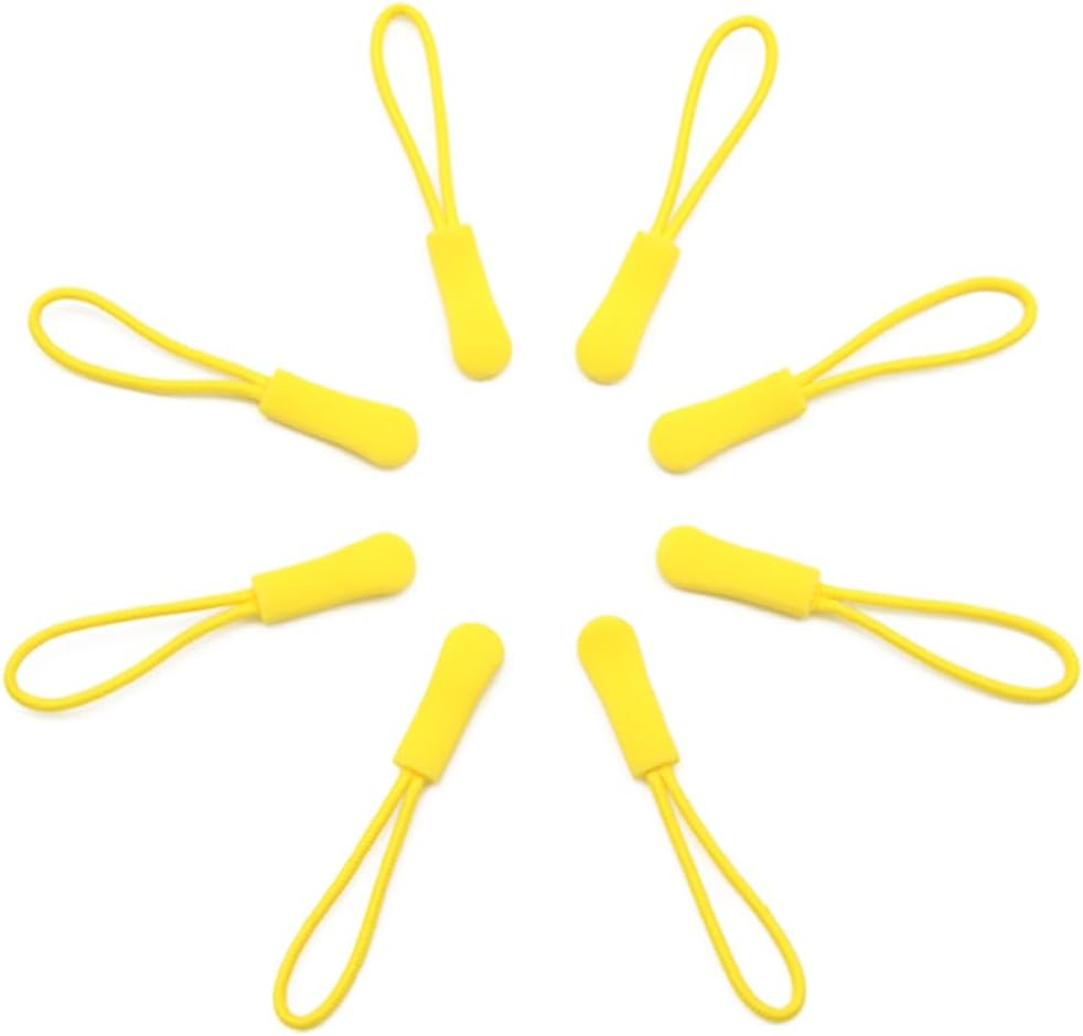 Ruidee 50 Pieces Zipper Pulls Zipper Tabs Zipper Pull Cord Extender Replacement Zipper Pulls for Backpacks, Jackets, Luggage, Purses, Handbags（Yellow）