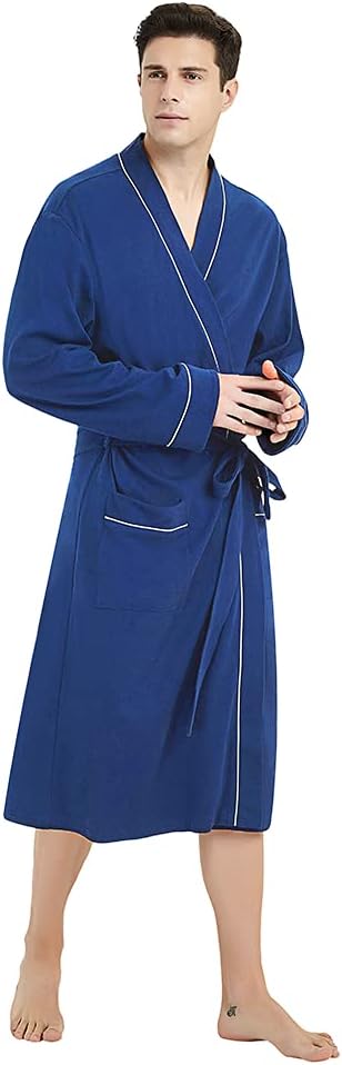 U2SKIIN Mens 100% Cotton Robe Lightweight Knit Bathrobe