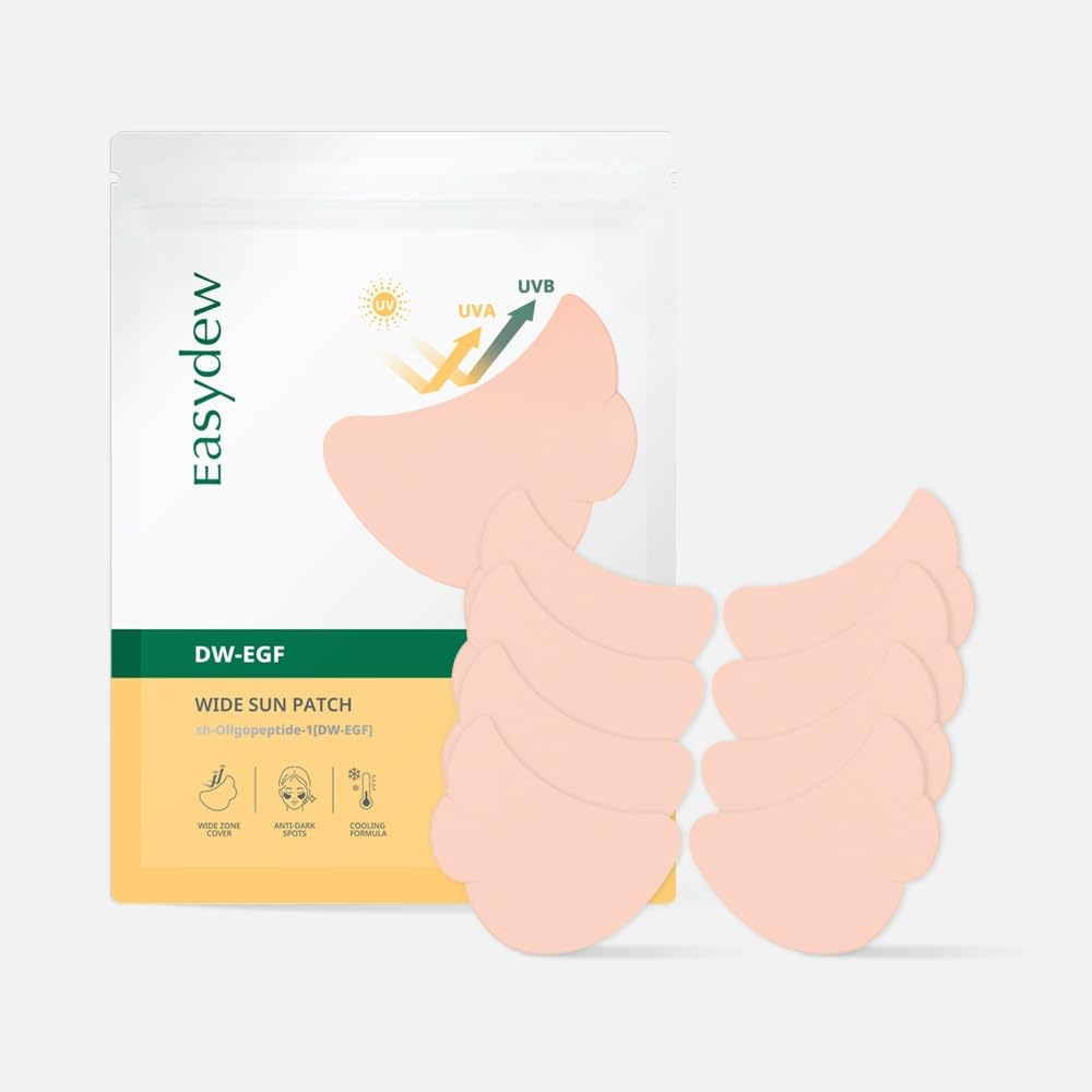 EASYDEW DW-EGF Wide Patch 4g*4ea - Outdoor UV Block Sun Patches for Golf, Riding, Hiking, Driving - Panthenol, Niacinamide, Glutathione - Cooling & Soothing Face Shield Sticker