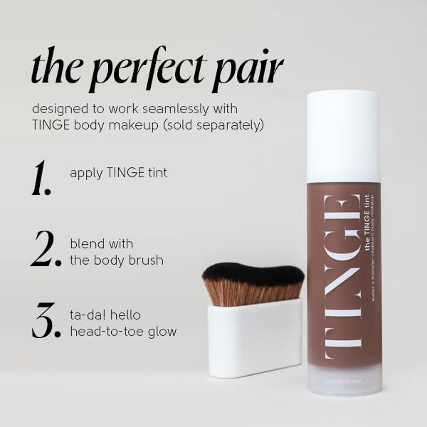 Tinge Body Brush, Large Kabuki Brush, Ideal For Blending Body Makeup, Foundation, Self Tanner & Bronzing, Streak Free & Mess Free, Make Up Brush With Soft, Durable Bristles For Smooth, Even Coverage