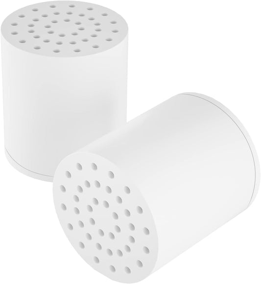 SR SUN RISE 20-Stages Shower Filter Replacement Cartridges - Universal Fit for Most Shower Head Filters, Reduces Chlorine & Chemicals, pH Balanced Water for Soft Skin & Healthy Hair（2-Pack）