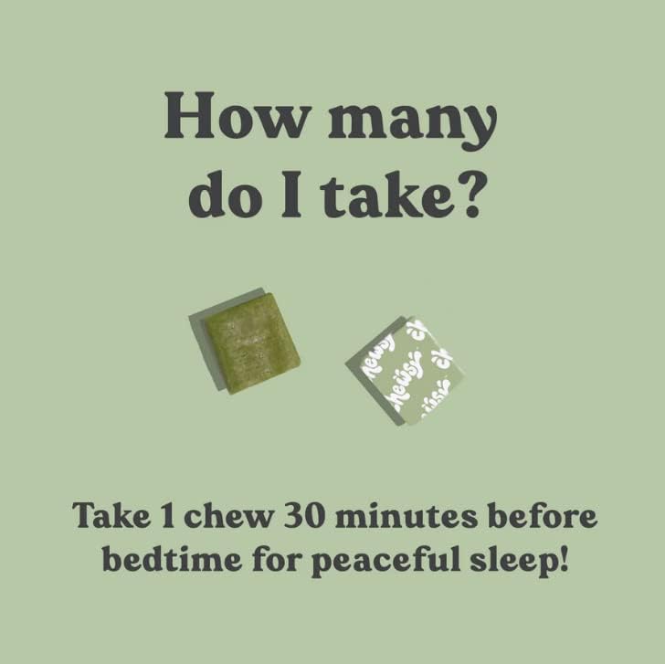 Chewsy Peaceful Sleep Chews, Sleep Support, 3 mg Melatonin, 200 MGS L-Theanine, Chamomile, Lemon Balm, Magnolia, Nighttime Sleep Aid, Naturally Minty Chews, Promotes restful Sleep, 6 -Day Supply (1)