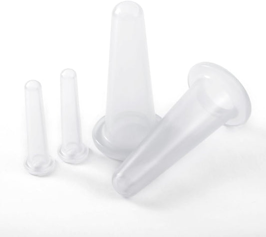 4Pcs Transparent Massage Cupping Set- Silicone Massage Cupping Facial Set Eye Face Vacuum Massage Cup Kit-Massager Helper Skin Care Neck Back Eyes Massaging Cup- Family Cupping Care