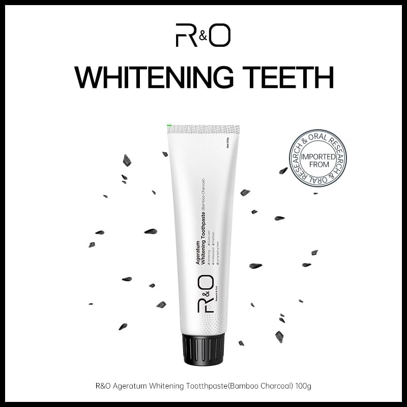 R&O Ageratum Whitening Toothpaste with Bamboo Charcoal, 3.53 oz - Great for Teeth Whitening, Removes Stubborn Stains, Long - Lasting Fresh Breath, Reduces Plaque, Promotes Oral Health