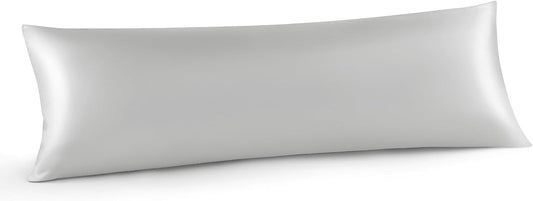 INFIIXSO Body Pillow Cover with Zipper, Luxury Mulberry Silk Body Pillow Case 20x54 Inches, Ultra Smooth and Soft Cooling Long Pillowcase, Gift for Women, Men(Light Grey)