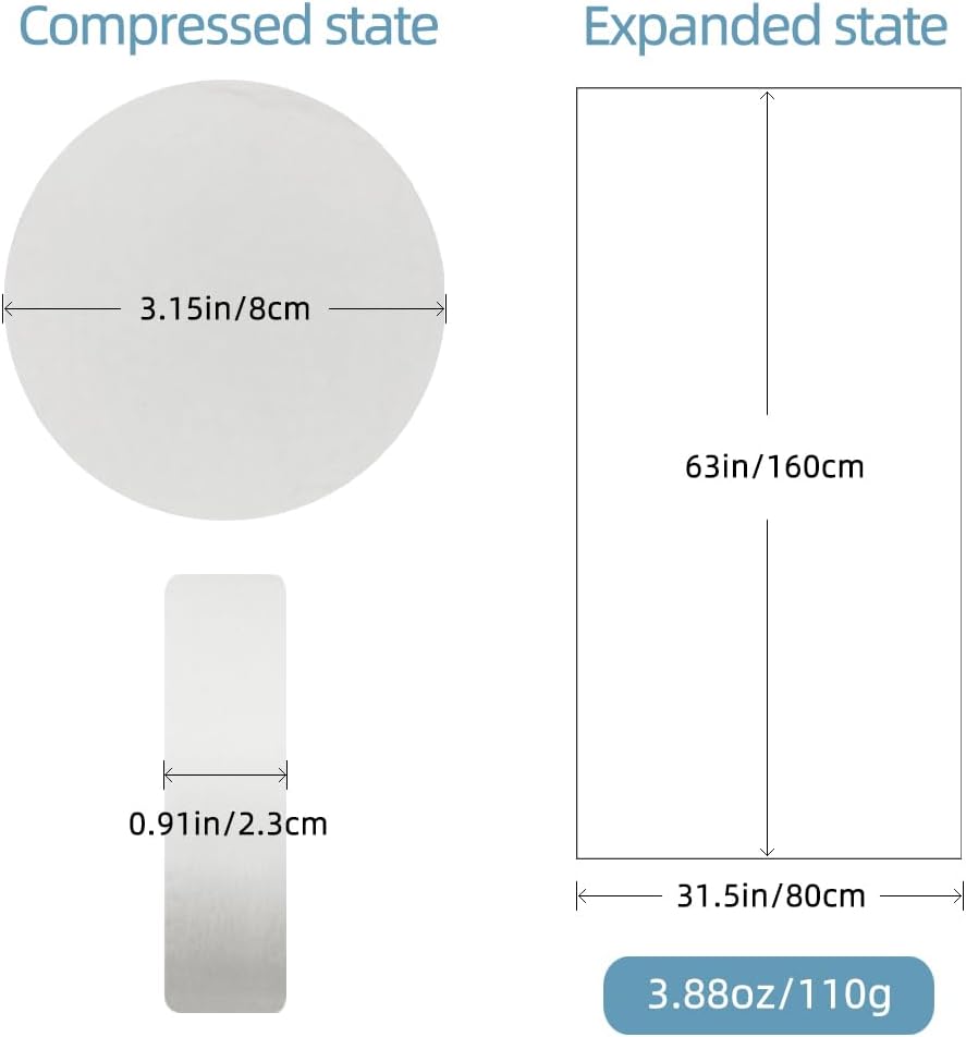 Reusable Travel Towel Compressed, Larger and Thicker Compressed Towel Tablets, Disposable Bath Towel for Camping Hiking Beach Swim(63x31 inch,3 Pack)