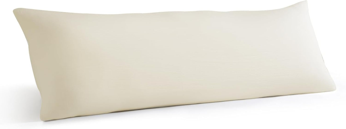 Muslin Body Pillowcases 100% Cotton, 1 Pack Linen Like Pillow Shams with Zippered Closure, Ultral Soft and Breathable Pillow Case Covers, White, 20" X 54", No Filling