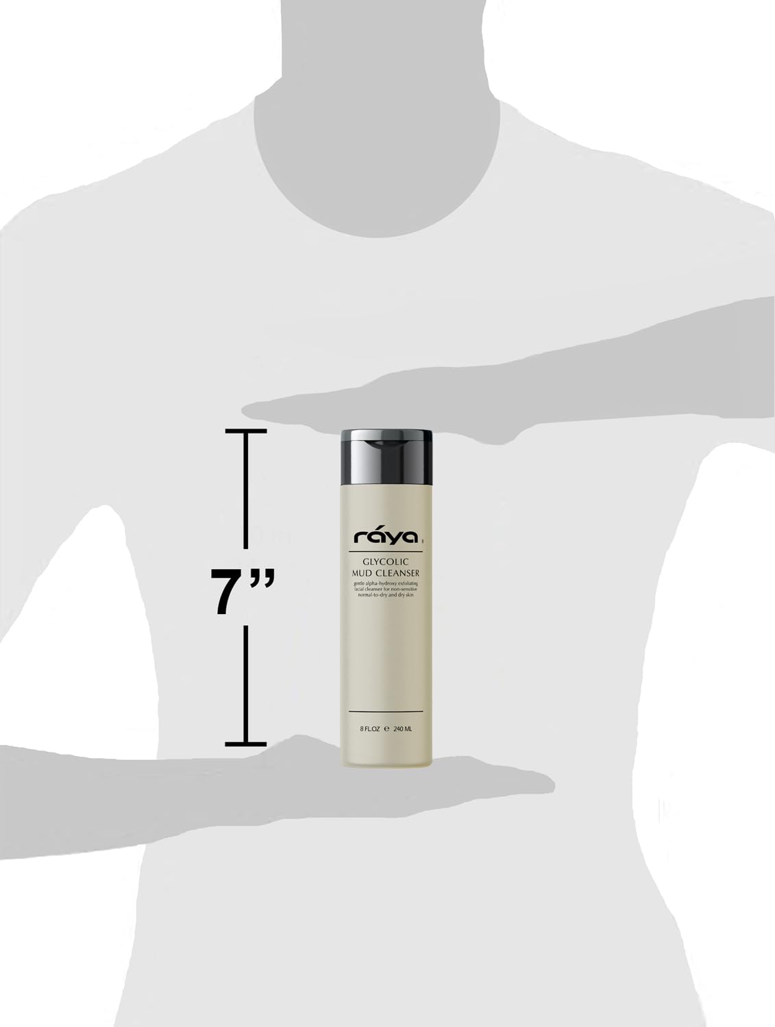 Raya Glycolic Mud Facial Cleanser with AHA 8 oz (G-103) | Exfoliating pH Balanced Facial Cleansing Fluid for Non Sensitive, Dry and Combination Skin | Made with Alpha Hydroxy Acid and Volcanic Mud