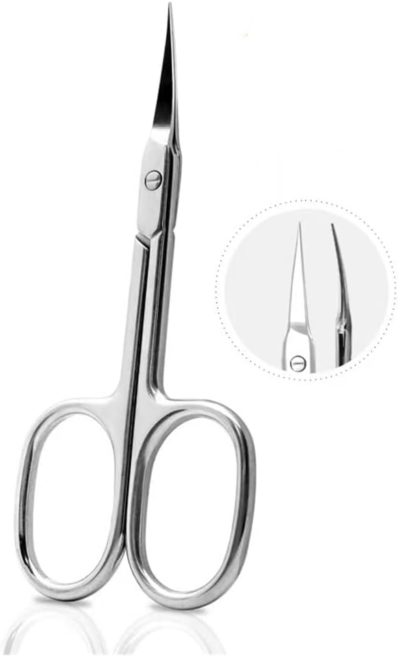 Facial Hair Small Grooming Scissors，Stainless Steel Multi-functional bending scissors，For Pruning Men Women - Eyebrow, Nose Hair, Mustache, Beard, Eyelashes, Ear