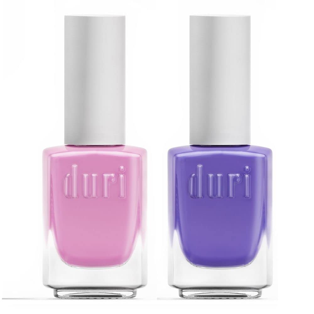 duri Nail Polish, GBD-206 Love Is Blind, 2 Pastel Cols, Light Pink and Purple, Fast Drying, Glossy Finish, 0.45 Fl Oz each