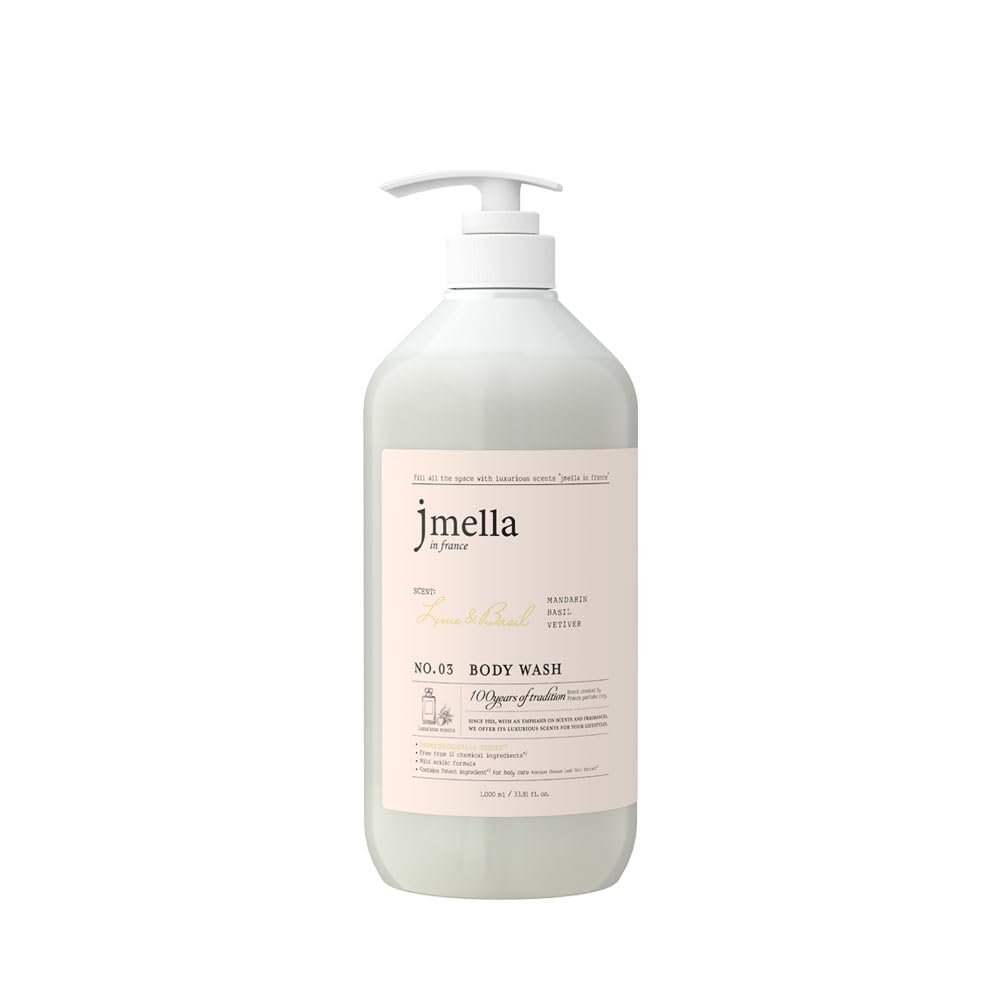 jmella in france Lime and Basil Body Wash Wash -luxury fragrance Made by French Performer- Chemical free-Free From 7 kinds of Paraben -33.8 FLoz