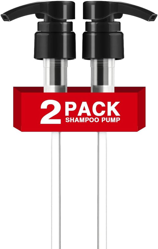 2-Pack Shampoo Pump for Liter 33.8 oz Shampoo and Conditioner, Pump Dispenser Fits Most Salon Brand Bottles with 1-inch Wide Opening, Black Replacement Pump for Hair Products, Body Wash, Lotion, Gel