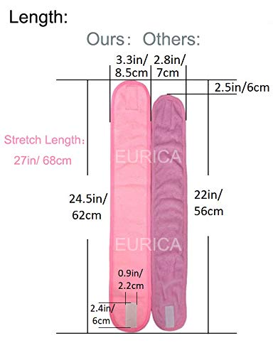 EUICAE Spa Headband Pack of 6 All Pink Sweat Head Towels - Non-slip, Stretchable, Washable Makeup Headbands for Face Wash, Facial Treatment, Sports