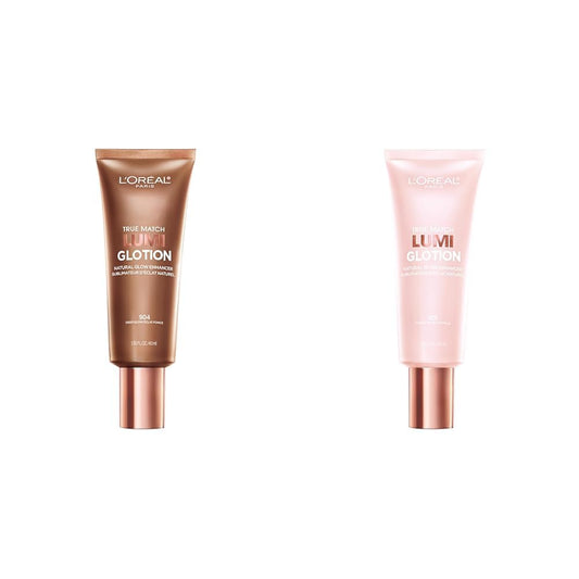 L'Oreal Paris True Match Lumi Glotion Natural Glow Enhancer, Illuminator Highlighter Skin Tint, Fair and Deep Shades, 1.35 Ounce Each