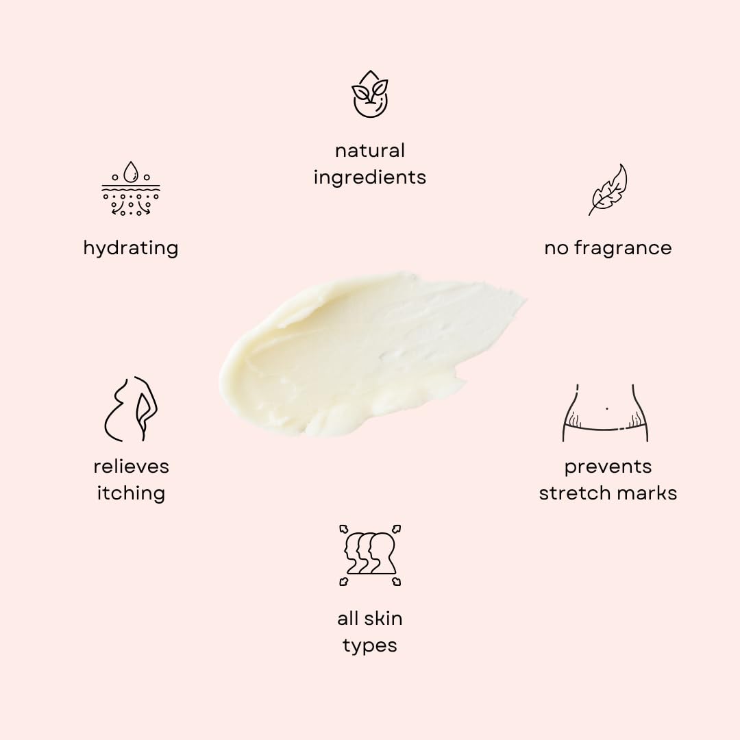 Irene Organics Organic Belly Butter for Pregnancy Stretch Mark Prevention and Treatment Award Winning Anti Stretch Mark Tummy Balm For Pregnancy and Postpartum 8oz - Hydrating Bump Cream
