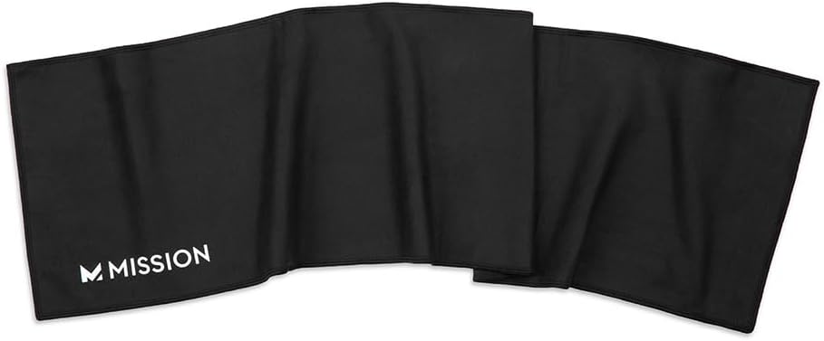 MISSION On-The-Go Cooling Towel - Soft, Lightweight Fabric - Cools Up to 2 Hours - UPF 50 Sun Protection - Machine Washable (Black)