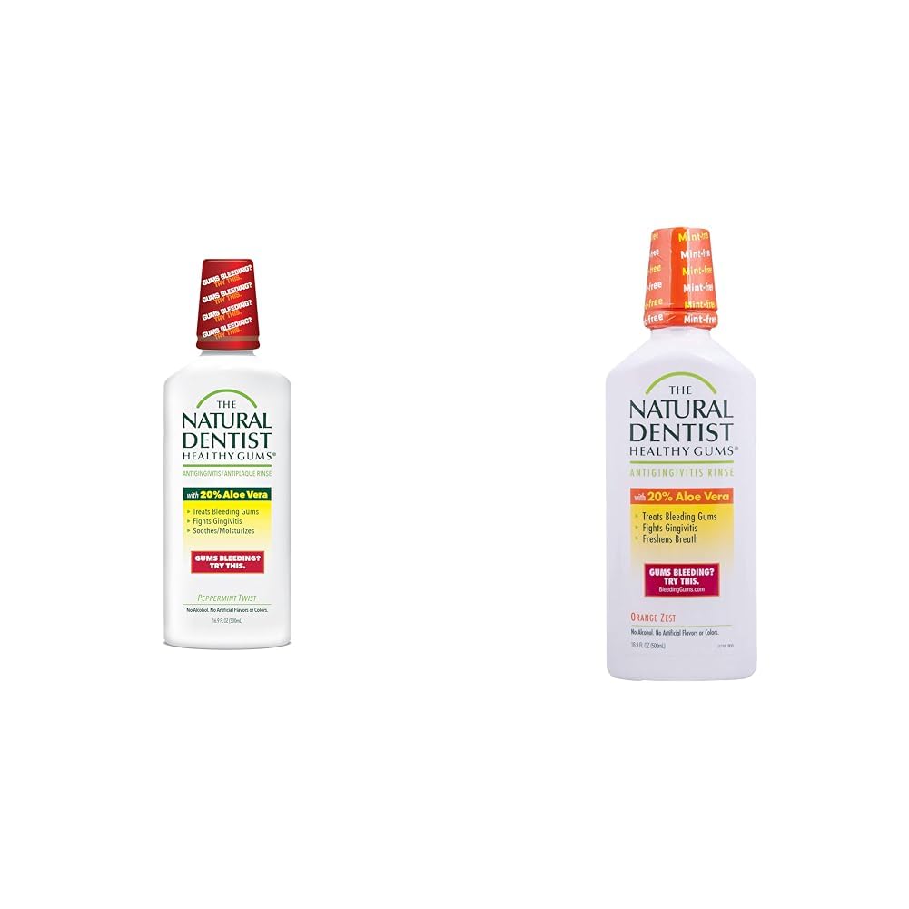 The Natural Dentist Healthy Gums Antigingivitis/Antiplaque Rinse and Orange Zest Flavor Mouthwash Bundle, 16.9 oz Bottles (2 pk)