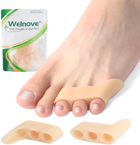 Welnove Gel Pinky Toe Separators - 8 Pack Pinky Toe Spacers, Bunion Cushions Pads for Women＆Men, Silicone Little Toe Protectors for Preventing Rubbing & Relieve Pressure - FSA/HSA Eligible (Beige)