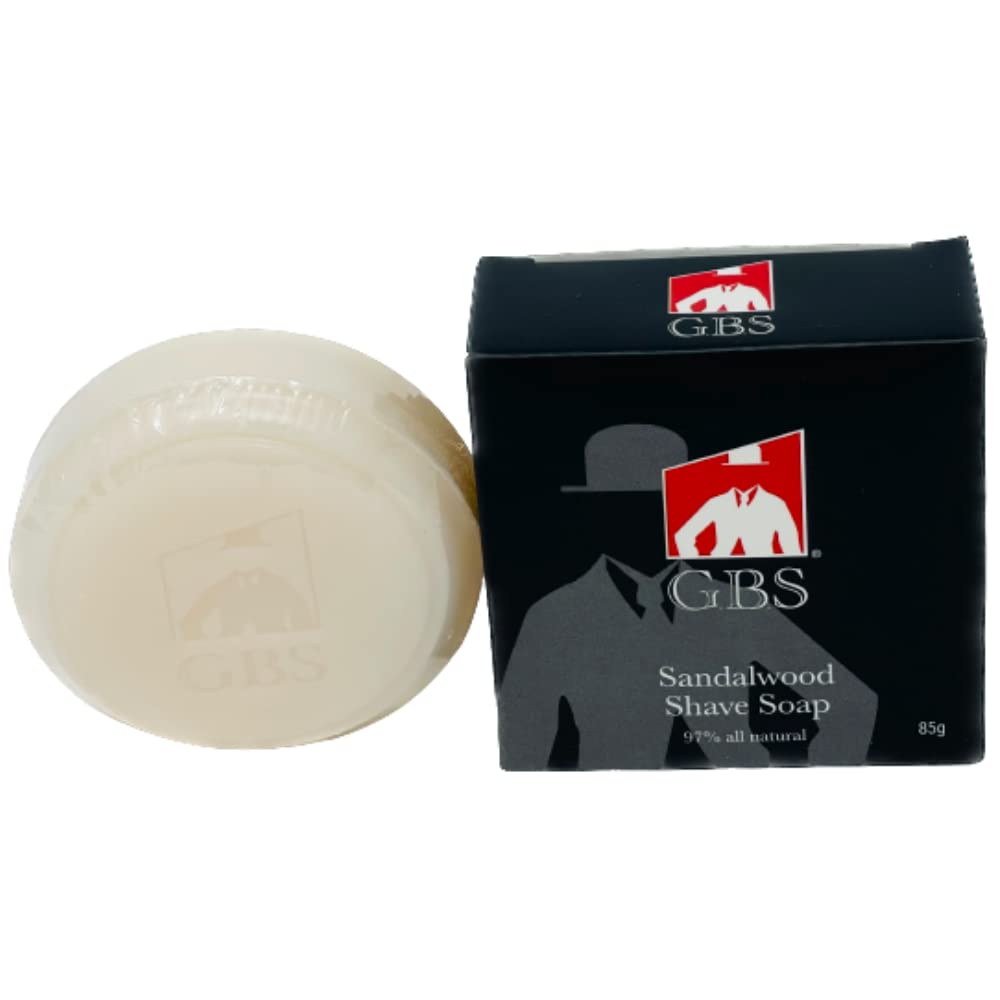 G.B.S 97% All Natural Shave Soap - Creates a Rich Lather Foam for Wet Shaving Experience (3 Pack Sandalwood) Birthday Gift