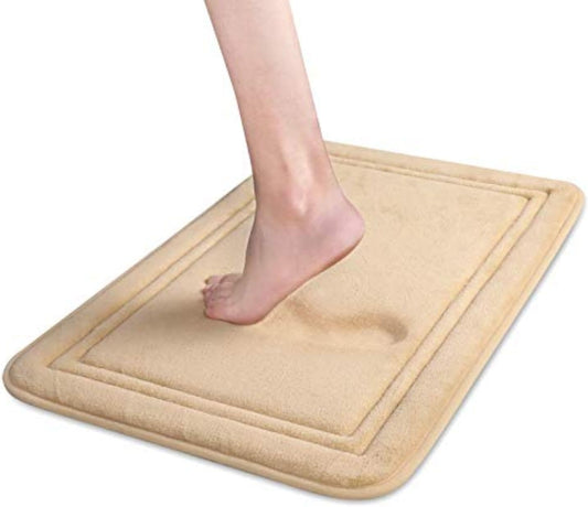 ITSOFT Memory Foam Bath Mat 31x20, Non Slip, Machine Washable, Quick Dry & Absorbent Rugs, Bath Mats for Bathroom Floor, Tub & Shower, Bathroom Rug, Beige