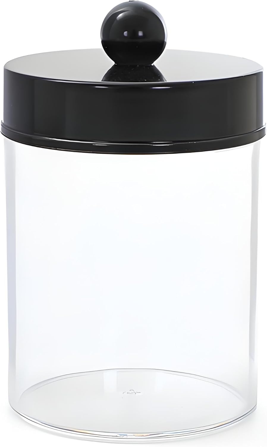 AXX Qtip Dispenser Apothecary Jars Bathroom - Qtip Holder Storage Canister Clear Plastic Jar for Cotton Swab,Q-Tips,Cotton Rounds (F#Black 1Pcs)