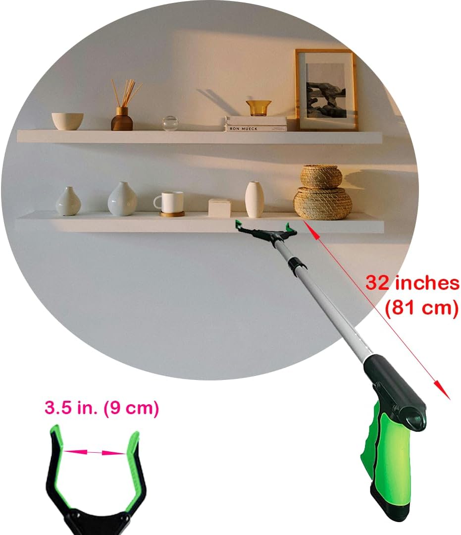 VIVA CARE Grabber Reacher Pickup Tool – Foldable, Lightweight, an Arm Extension for Seniors and Injured [Green]