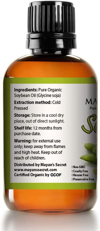 Mayan's Secret Pure Carrier and Essential oils for Skin Care, Hair, Body Moisturizer for Face-Anti Aging Skin Care (Soybean Oil Organic, 4oz)