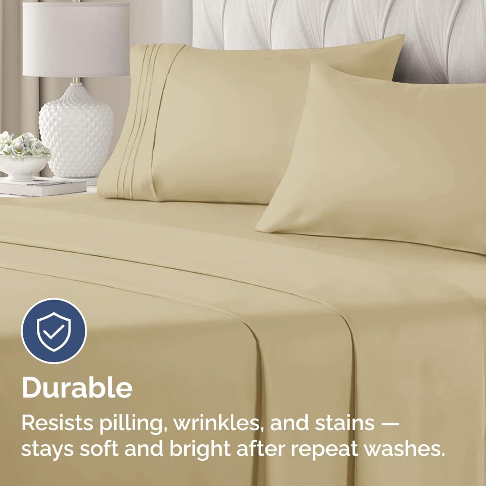 Standard Pillow Cases Set of 2 - Ultra-Soft Hotel Quality Pillowcase Covers - Comfy & Wrinkle Free - Stain and Fade Resistant - Machine Washable Pillow Protectors - 2 Piece Set - Standard Size Beige