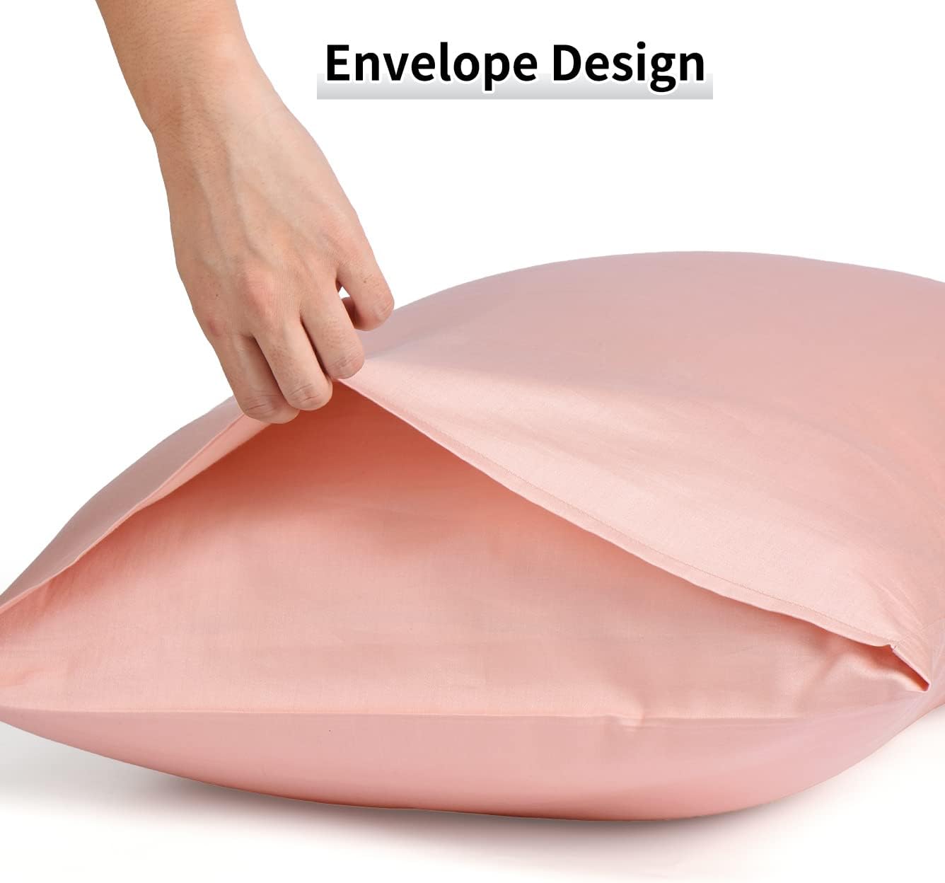 Warmstar Cotton Pillow Cases Standard Size Set of 2, 600 Thread Count Pillowcases 20x26 Inches, Soft Long Staple Cotton Pillowcases Breathable with Envelope Closure,Pink