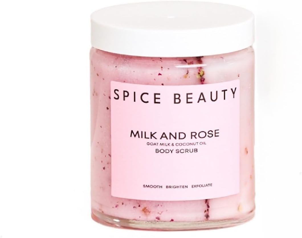 Radiant Skin Duo - Goat Milk & Rose Body Scrub - Magnesium Salt Soak - in-Shower Moisturizer with Hydrating Coconut Oil - Epsom & Magnesium Bath Soak for Muscle Relaxation