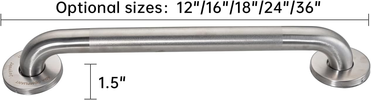 Joyrain 16-inch Bathroom Safety Grab Bar - 500lb Weight Capacity ADA Certified Anti-Slip Handle for Shower/Tub/Toilet, Elderly & Disabled Assist (Peened, 18 inch)