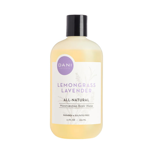 DANI Naturals Moisturizing Body Wash - Calming Lemongrass Lavender Scent with Organic Aloe Vera & Natural Glycerin - Paraben, Sulfate, & Phthalate-Free Shower Gel - 12 oz Bottle, Vegan & Cruelty-Free