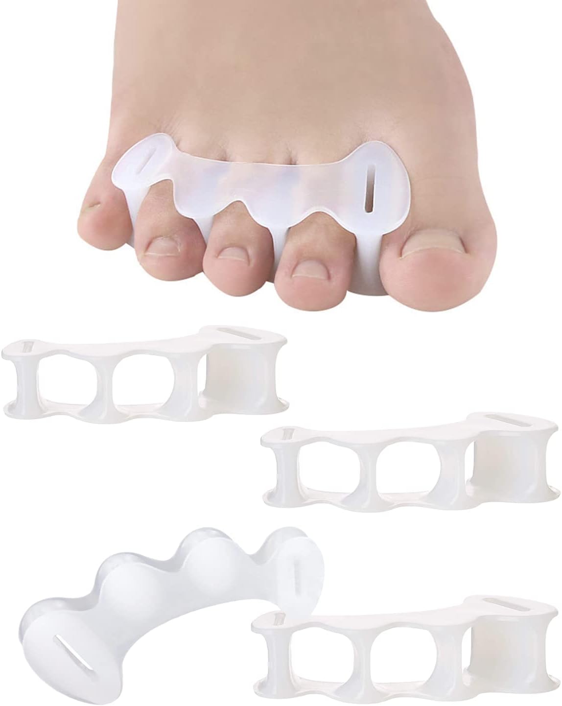 2Pairs Toe Separators Toe Spacers for Women Men to Correct Bunion, Relieve Feet Pain, Foot Alignment, Toe Straighteners for Hammertoes (L, Women Shoe Size 13+, Men:11.5+)