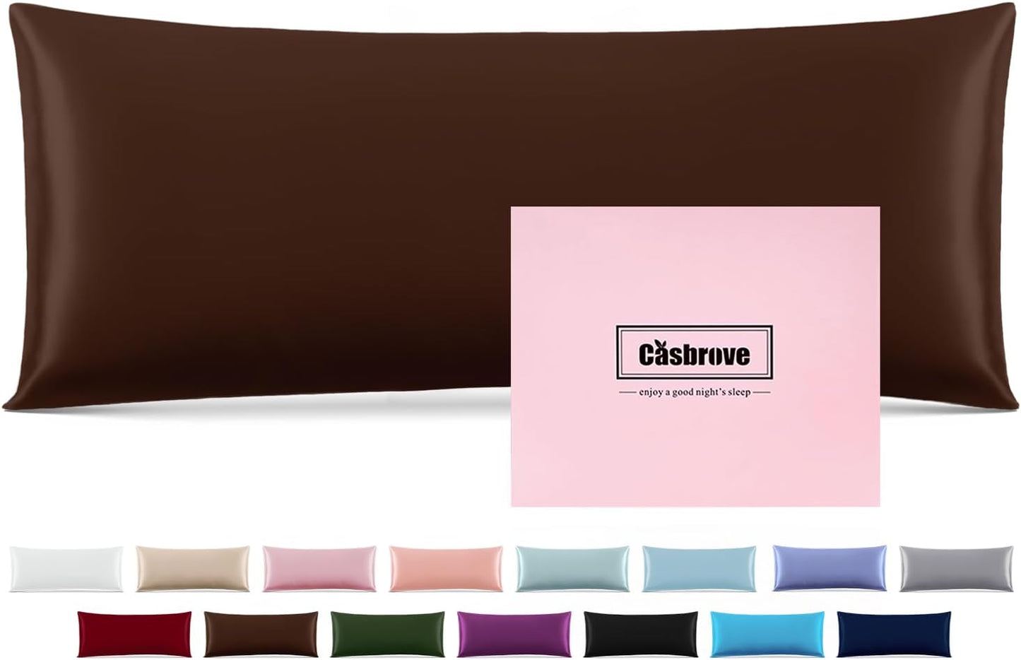 Silk Body Pillow Cover Pillow Pillowcase for Body Pillow Soft Pillow Cover Pillow Case Mulberry Silk Pillowcase for Sleep(Brown,20"X 54",1pc)