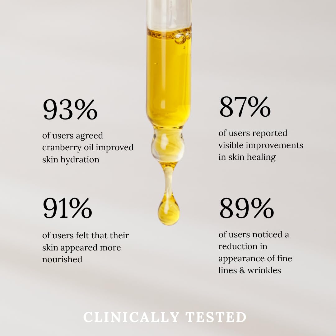 LA CANNEBERGE Cranberry Beauty Oil - Intensive Hydration & Revitalization for Face, Hair & Body -1 Fl Oz Certified Organic Cranberry Seed Oil -Moisturizing, Vitamin-Rich, Non-Greasy Skin Care