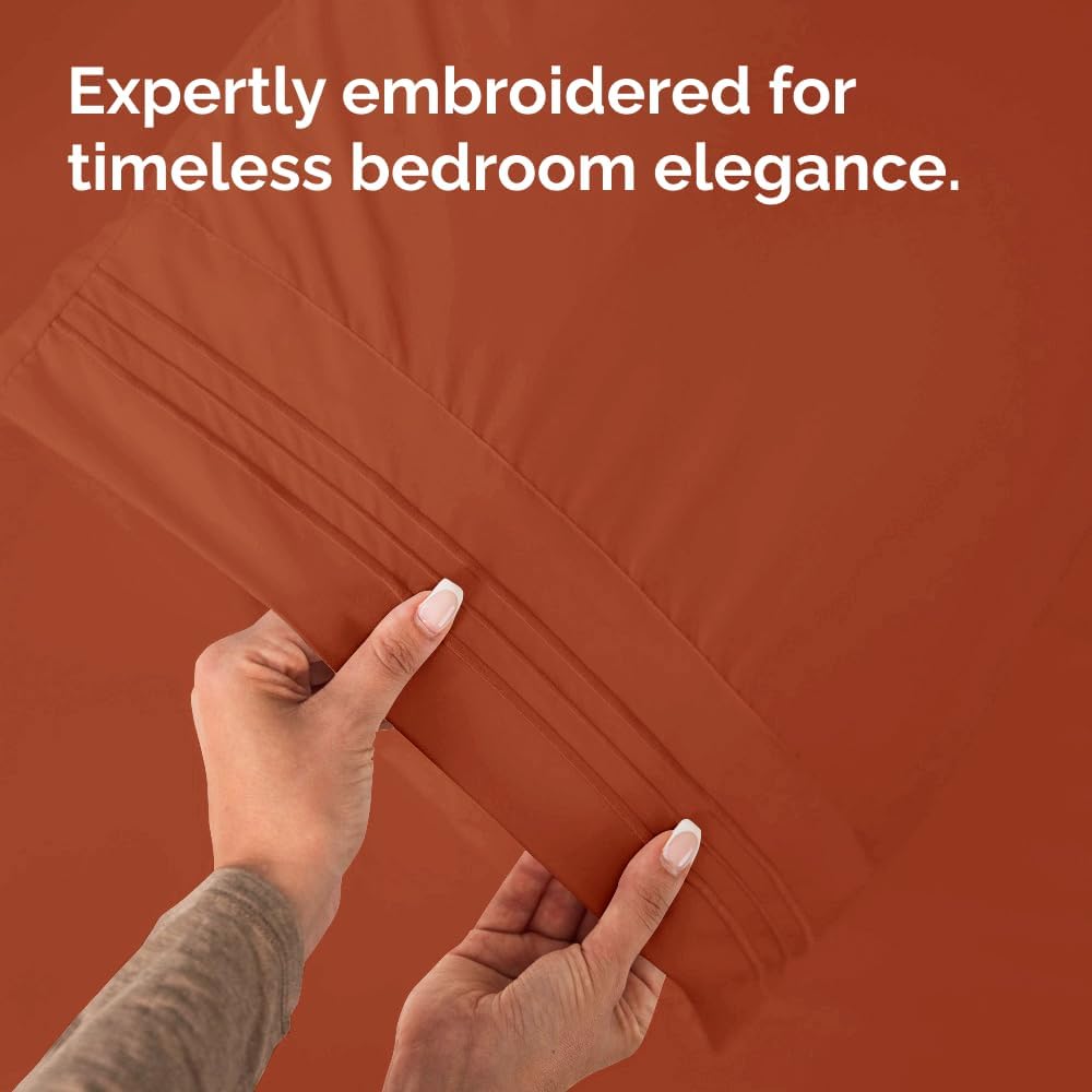 King Standard Pillow Cases Set of 2 - Soft Hotel Quality Pillowcase Covers - Comfy, Cozy & Fade Free - Wrinkle Resistant - Machine Washable Pillow Protectors - 2 Piece Set - King Standard Terracotta