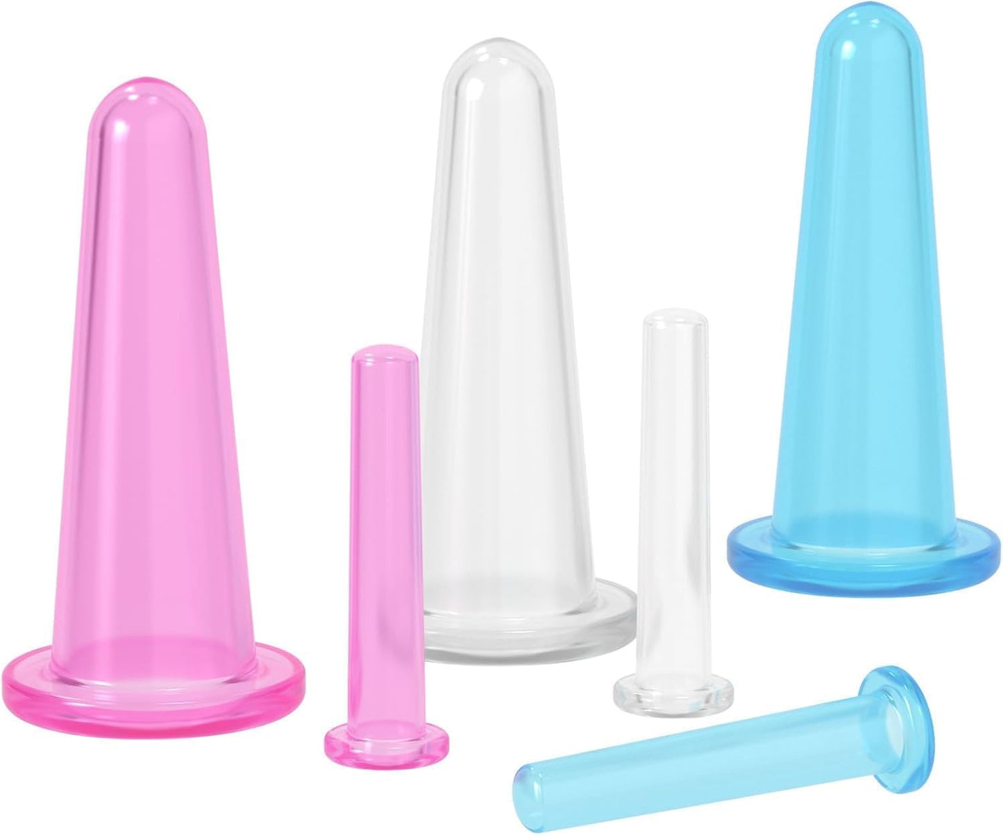 4 Pieces Facial Cupping Therapy Set Anti Cellulite, Silicone Vacuum Cupping Cups for Face and Eye Cupping Massage Manual Back Massagers (2 Small + 2 Large) (Blue)