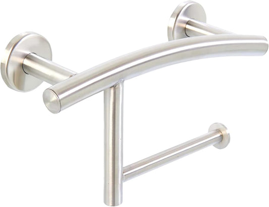 Grab Bar Mega Roll Toilet Paper Holder | ADA Compliant Shower Bar Made of 304 Stainless Steel | Grab Bars for Bathtubs and Showers (Brushed Nickel)
