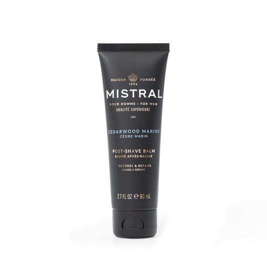 Mistral Cedarwood Marine Post Shave Balm | Soothing Aftershave for Men with Aloe & Jojoba Oil | Non-Greasy Post Shave Moisturizer, For All Skin, Paraben & Phthalates Free | Made in France - 80ml