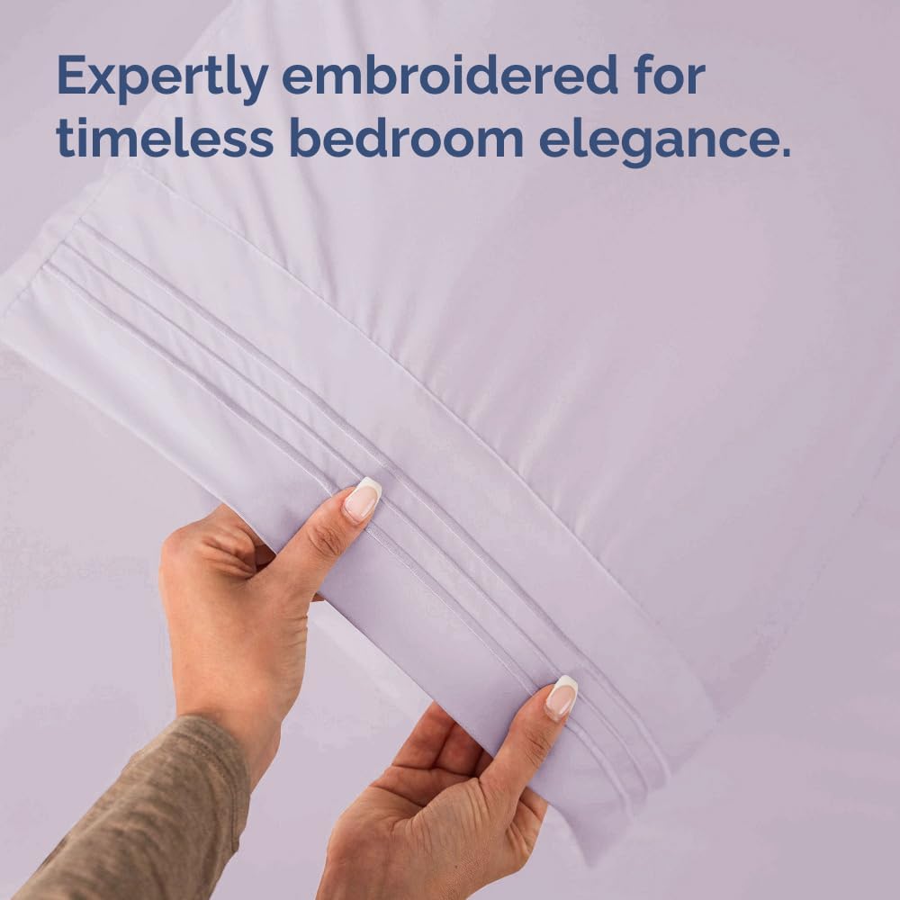 CGK Unlimited Queen Size Microfiber Pillowcase Set of 4 - Soft, Premium Quality, Machine Washable, Light Lavender