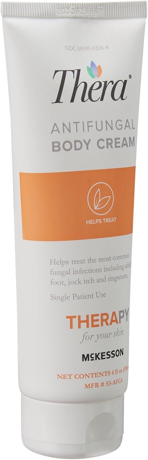 Thera McKesson’s Antifungal Cream, 2% Miconazole Nitrate, Body, Skin, Athletes Foot Treatment - Relief for Ringworm, Jock Itch - 4 oz, Pack of 2