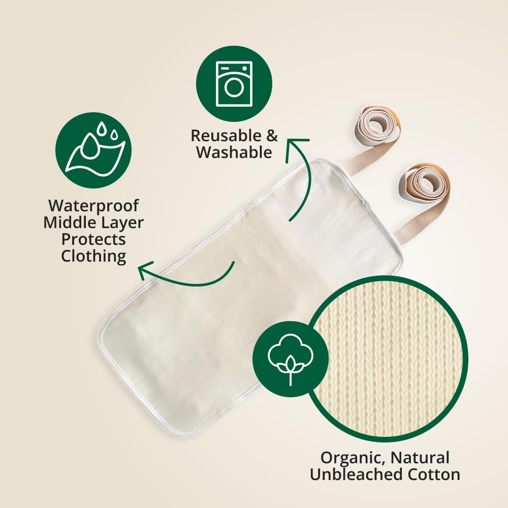 Castor Oil Pack - 8 Piece Complete Kit. Includes 16oz Glass Bottle of Organic Castor Oil, Easy to use Organic Cotton Compress with Adjustable Fit, 5 Soft Cotton Pads & Soothing Heat Pack..