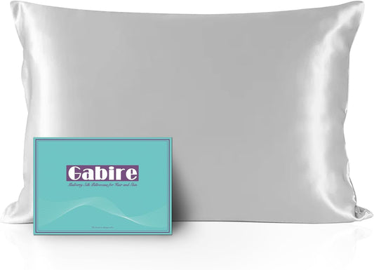 Mulberry Silk Pillowcase for Hair and Skin Prevent Acne Pillowcase Both Sides Real Silk Pillowcases Organic Silk Pillow case with Hidden Zipper, Silver Grey, Standard (20"×26")