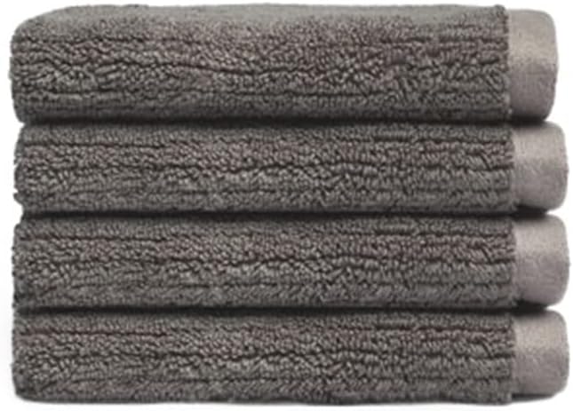 Cozy Earth Ribbed Washcloth Set - 60% Cotton 40% Viscose from Bamboo Bathroom Washcloths - Soft & Absorbent Textured Ribbed Pattern - 4 Pack Charcoal