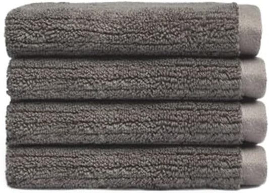 Cozy Earth Ribbed Washcloth Set - 60% Cotton 40% Viscose from Bamboo Bathroom Washcloths - Soft & Absorbent Textured Ribbed Pattern - 4 Pack Charcoal