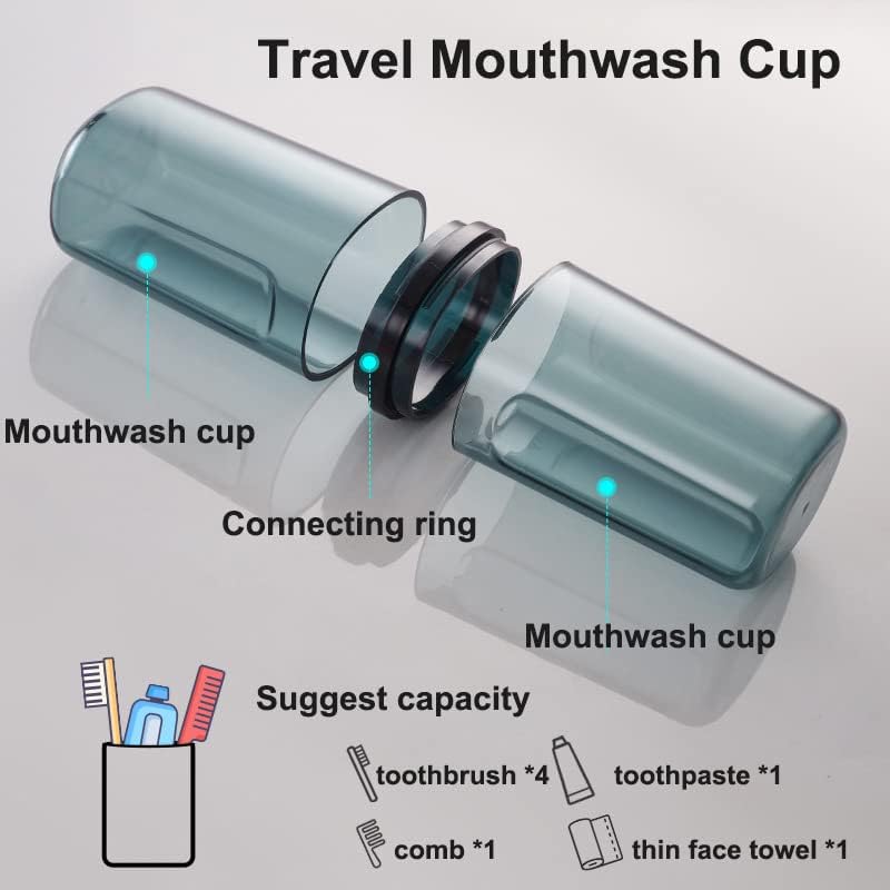 Travel Toileting Cup, Transparent Mouthwash Cup, Portable Toothbrush Case with Cover, Bathroom Toiletries Toothpaste Toothbrush Storage Box for Travel Camping Home School Business Trip