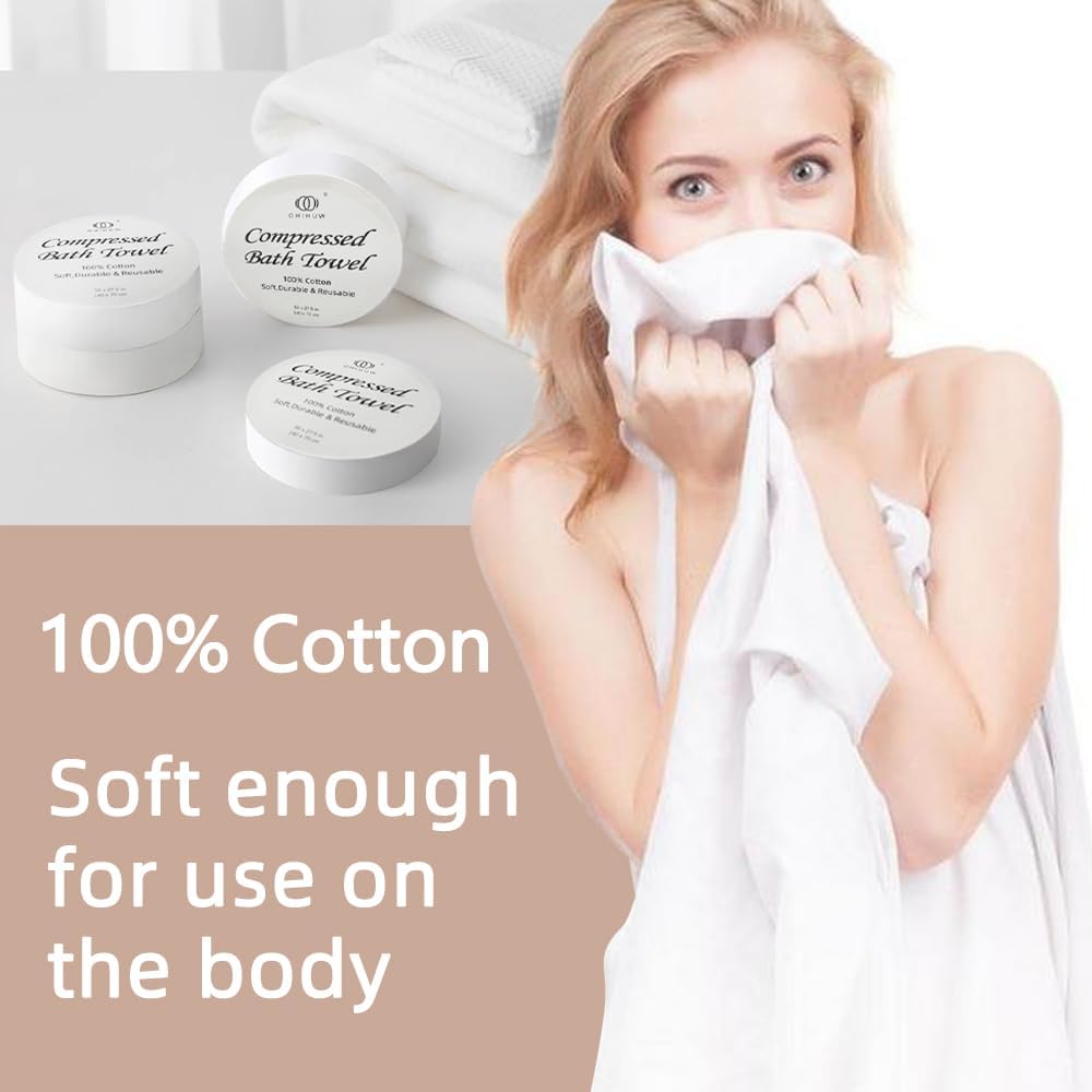 Reusable Travel Towel Compressed, Larger and Thicker Compressed Towel Tablets, Disposable Bath Towel for Camping Hiking Beach Swim(63x31 inch,3 Pack)